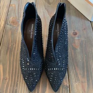 Donald Pliner black beaded pumps